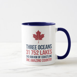 Mug Canada 3 Océans 31752 Lacs 243000km de côtes