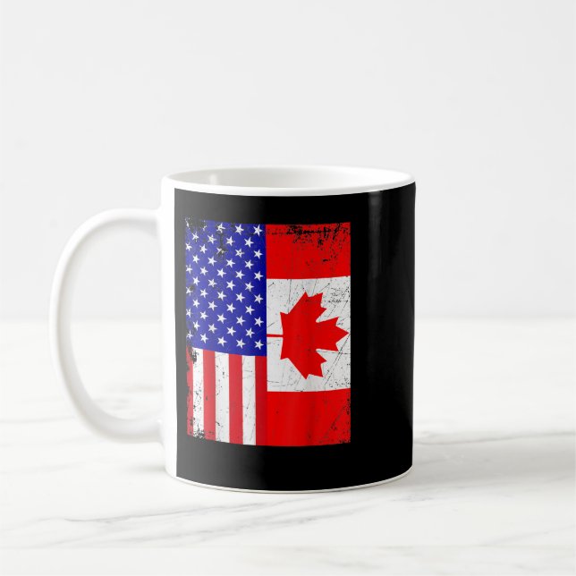 Mug Canadian American Shirt USA Canada Drapeau 4 juill (Gauche)