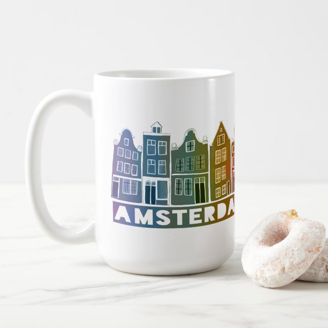 Mug Canal House Rainbow Amsterdam Hollande Voyage (Avec donut)