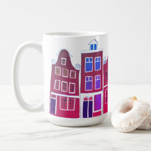 Mug Canal Houses Row Amsterdam Hollandais Pink