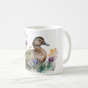 Mug Canard D'Aquarelle En Fleurs