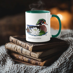 Mug Canard en bois coloré nénuphar faune bleu