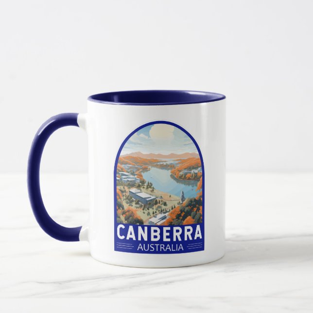 Mug Canberra Australie Travel Art Vintage (Gauche)