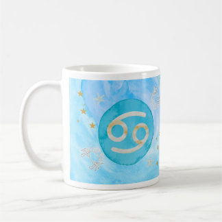Mug Cancer Blue Aquarelle Astrologie Zodiac Sign Musiq
