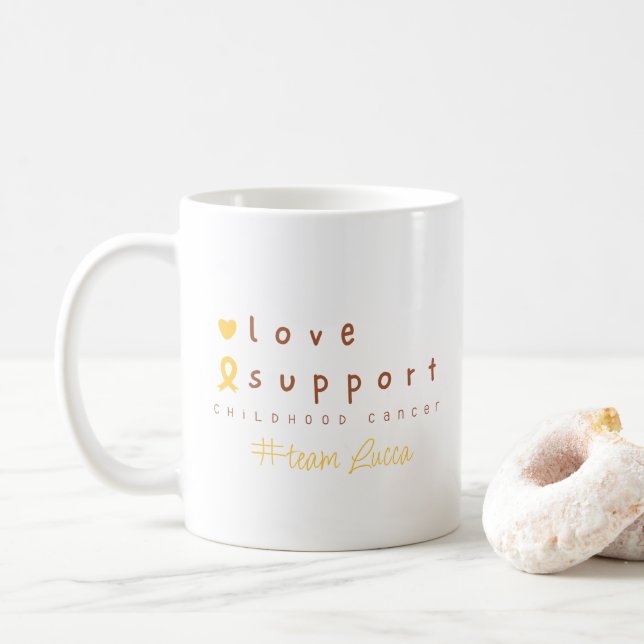 Mug cancer de l'enfance Nom personnalisé Muqueuses (Avec donut)