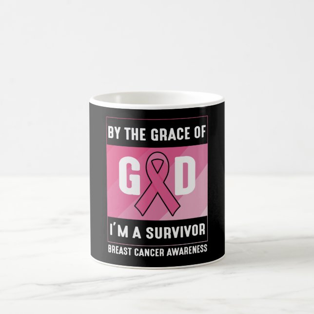 Mug Cancer du sein Survivant Par la grâce chrétienne d (Centre)