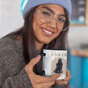 Mug Cancer Feminine Zodiac Design Brown Noir 15 OZ