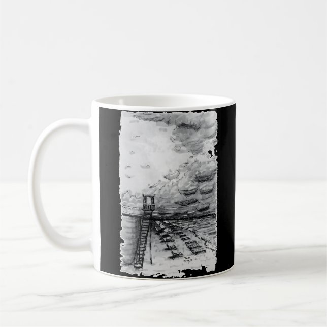 Mug Cancun Beach noir et blanc nuageux (Gauche)