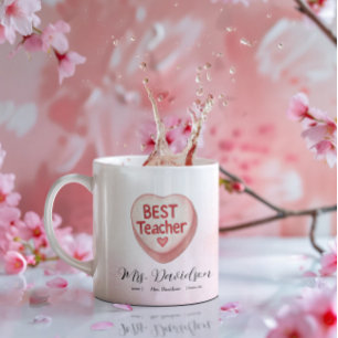 Mug Candy Heart Valentine   Meilleur Monogramme enseig