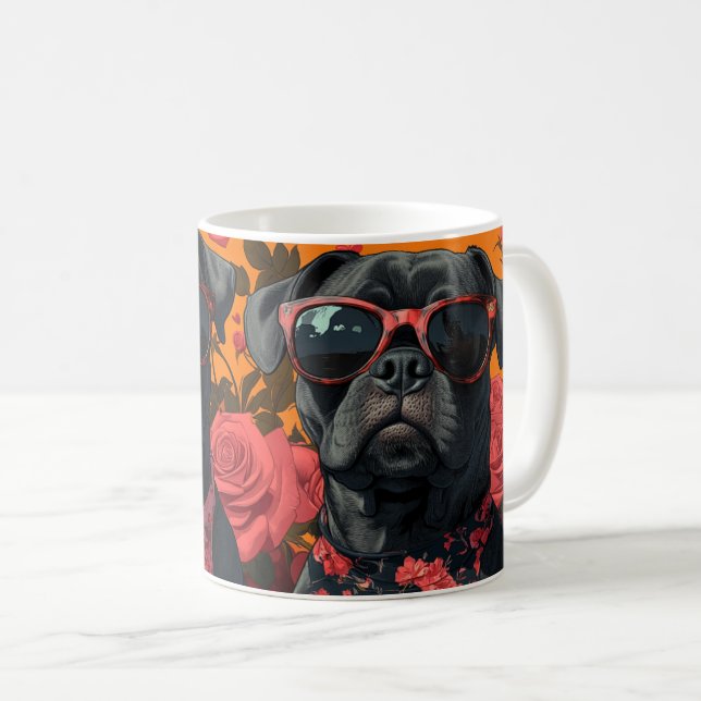 Mug Cane Corso avec coeur Roses Saint-Valentin (Devant droit)