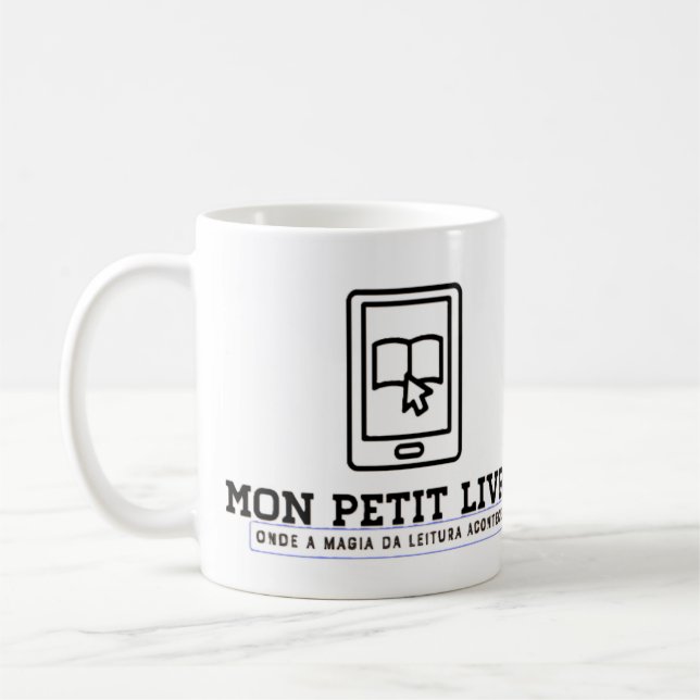 Mug  Caneca Clássica Branca de Louça Mon Petit Livre (Gauche)