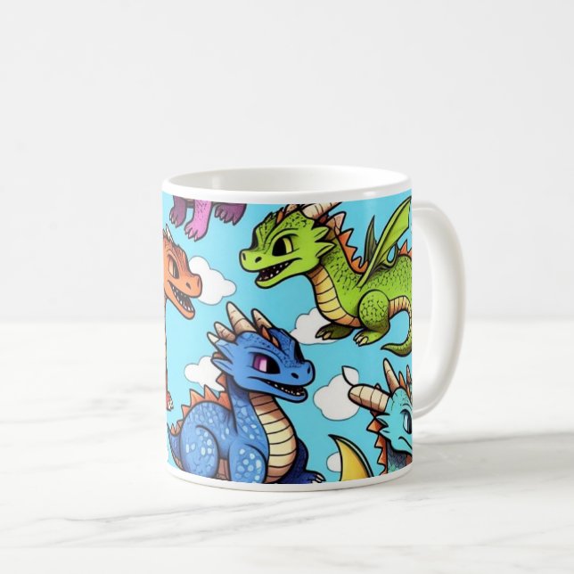 Mug Caneca com desenho de vários dragões (Devant droit)