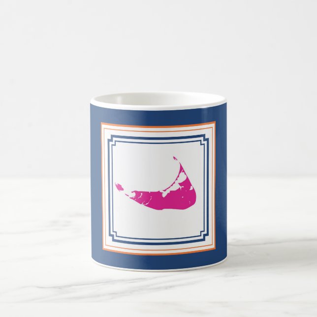 Mug Canette de café de l'île Nantucket en bleu, blanc, (Centre)