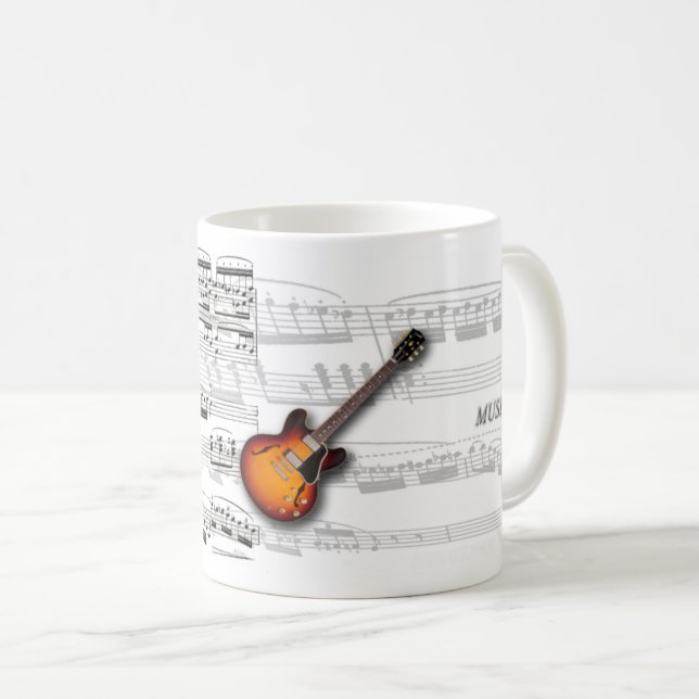 Mug Canette Guitare Musique (Devant droit)