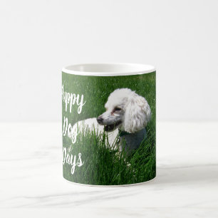 Mug Caniche blanche en Grass vert Chien Chien Jours Mu