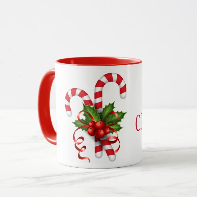 Mug Cannes de Tasse-Sucrerie de Noël (Devant gauche)