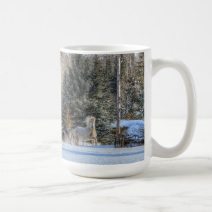 Mug Cantonnement, Chevaux de course en hiver Photo nei