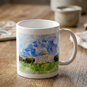 Mug Capitole des États-Unis à Washington DC Watercolor