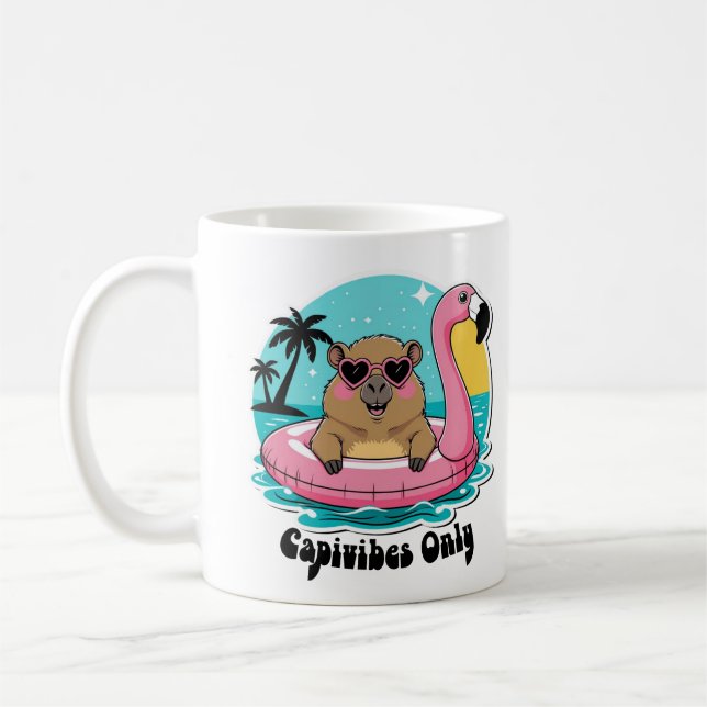 Mug Capivara Estilosa no Verão com Boia Rosa (Gauche)