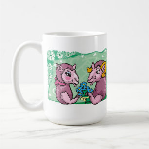 Mug Capricorne floral avec chèvre et fleurs violettes