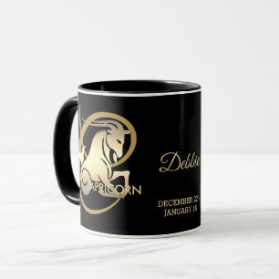 Mug Capricorne ♑ signe Zodiac / Noir et Or