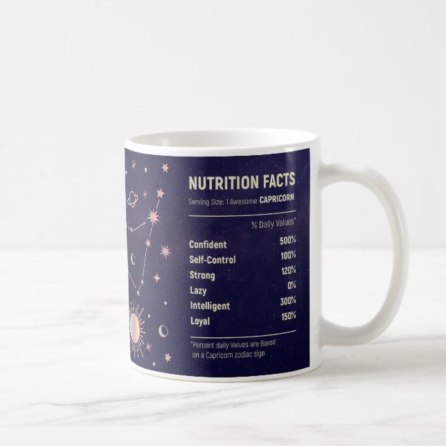 Mug Capricorne Zodiaque mignon Faits nutritionnels Env (Droite)