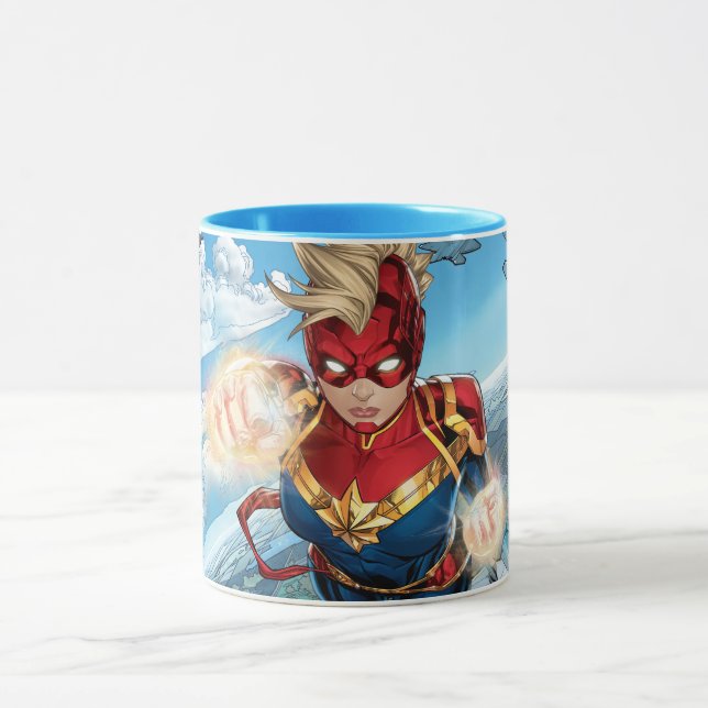 Mug Captain Marvel volant avec des jets (Centre)