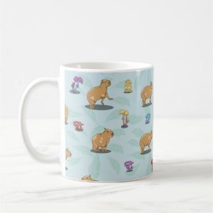 Mug Capybara et motif de champignons