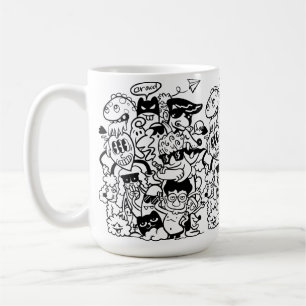 Mug Caractère de dessin bizarre foule