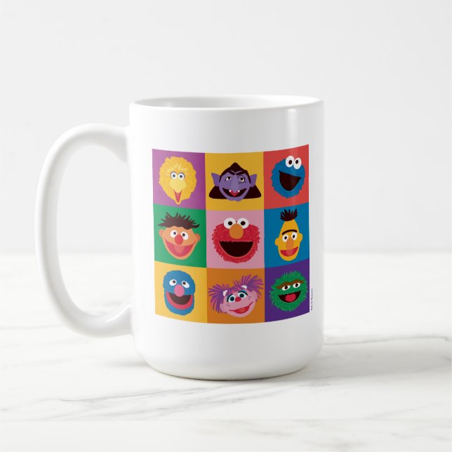 Mug Caractères de rue Sésame | Grille de blocs colorés (Gauche)