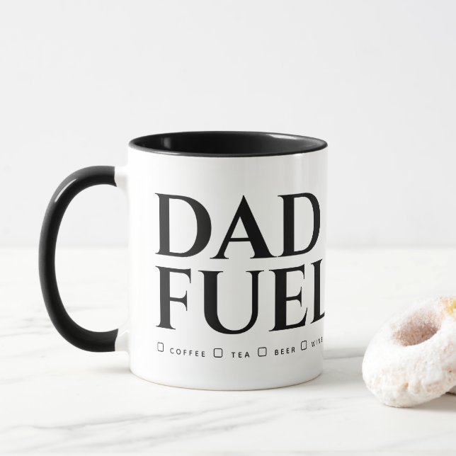 Mug Carburant noir et blanc minimaliste papa personnal (Avec donut)