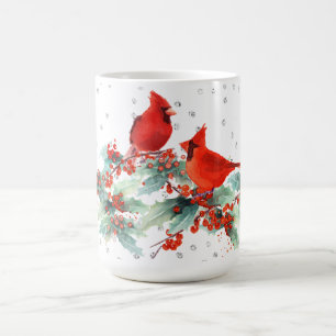 Mug Cardinal aquarelle sur Branches Accents argentés C