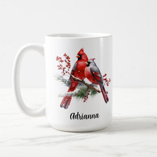 Mug Cardinal Couple Red Birds Nature (Gauche)