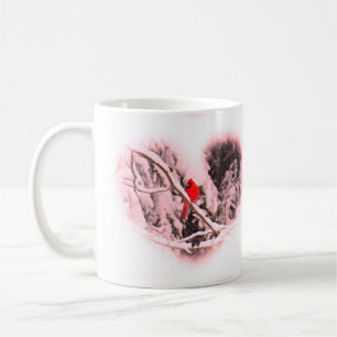 Mug Cardinal de coeur de neige de sangria - oiseau