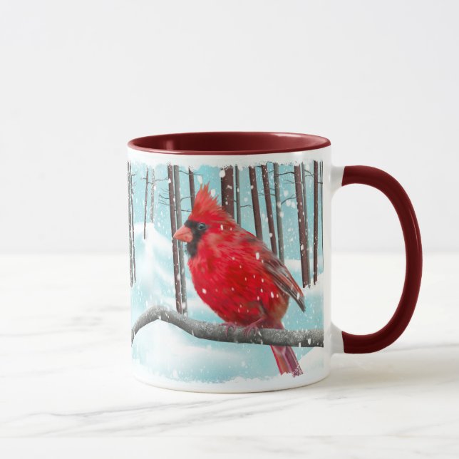 Mug cardinal rouge de 11 oz (Droite)