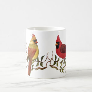 Mug Cardinal Rouge Lovebirds Boug de café blanc