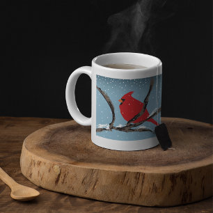 Mug Cardinal Rouge Sur Une Bande De Branche
