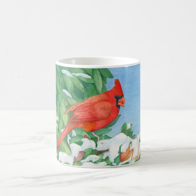 Mug Cardinal sur une brousse enneigée (Centre)