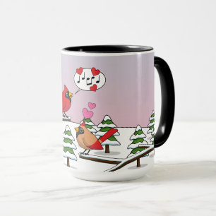 Mug Cardinaux du Nord Rouge mignonne Amour Paysage hiv
