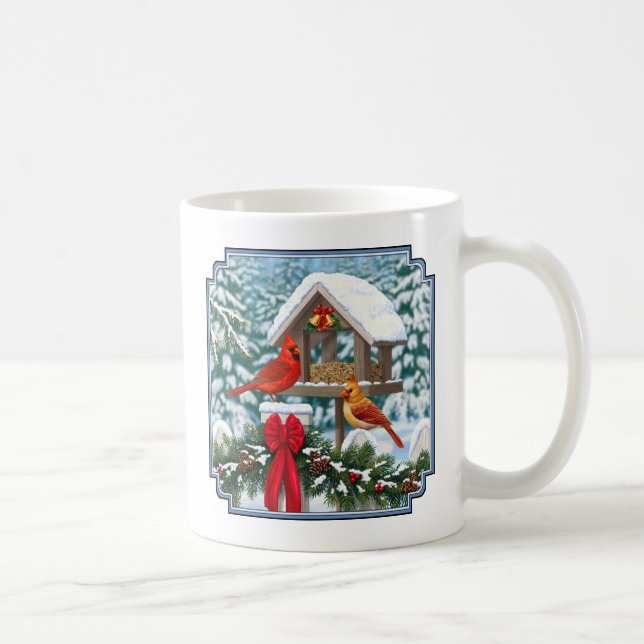Mug Cardinaux et nourriciers d'oiseaux de Noël (Droite)
