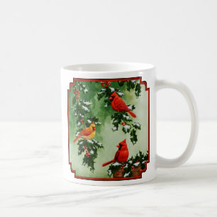 Mug Cardinaux rouges du Nord et houx