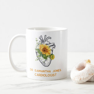 Mug Cardiologue floral du coeur anatomique personnalis