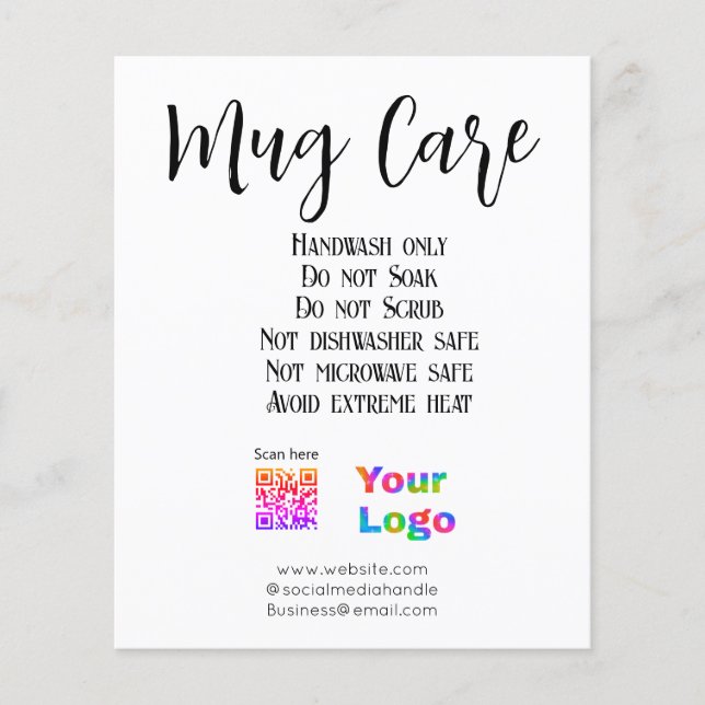 Mug care instructions add business name logo detai flyer (Front)