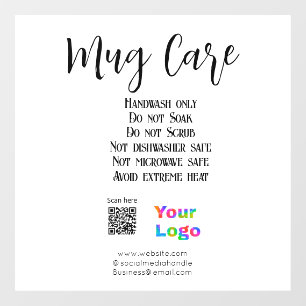 Mug care instructions add business name logo detai window cling