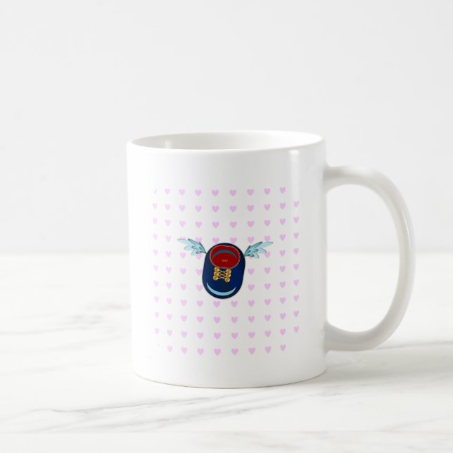 Mug Caricature à chaussure mignonne et coeurs roses (Droite)