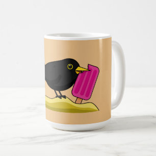 Mug Caricature Blackbird Manger Une Crème De Glace