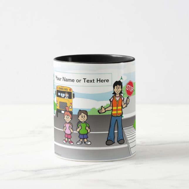 Mug Caricature Crossing Guard par PrintedPerfection.co (Centre)
