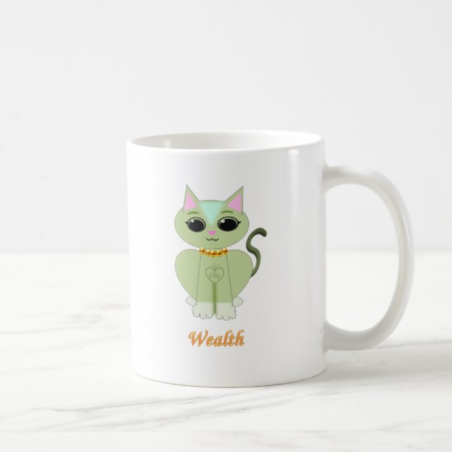 Mug Caricature de chat kitty vert mignon (Droite)