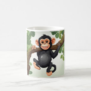 Mug Caricature de chimpanzé fou mignon