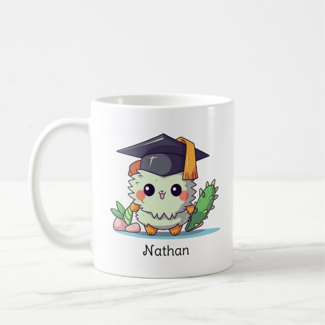 Mug Caricature de Cute Kawaii Graduation personnalisée (Gauche)